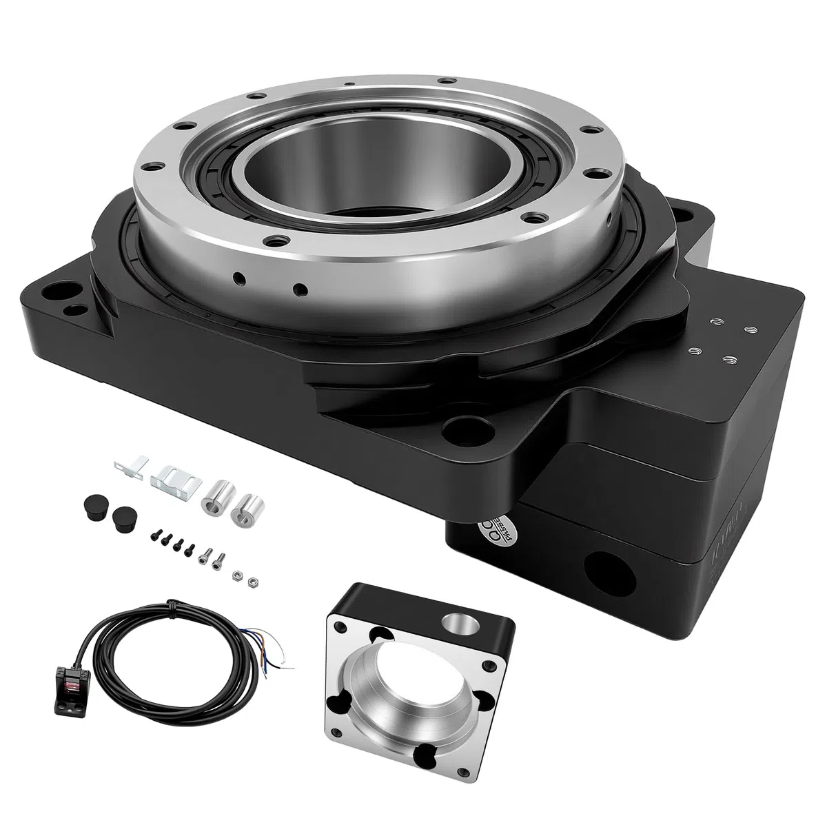 CNC Hohlwellen Drehtisch Untersetzung 10:1 360° Elektrischer Positioniertisch Ersatz für Direktantrieb Kurvenindexer Passend für NEMA 23 Schrittmotor &60mm Servomotor