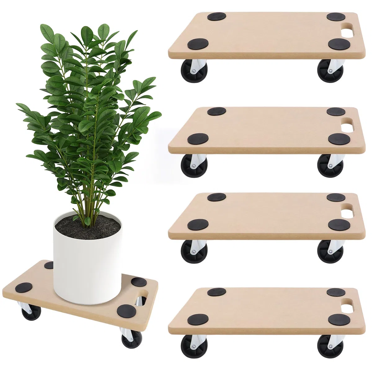UISEBRT 4 Stück Transportroller 580 x 290 x 108mm Rollbretter Transport aus MDF-Platte Möbelroller Transporthilfe für Umzug Möbel-Transport - 200kg Tragkraft