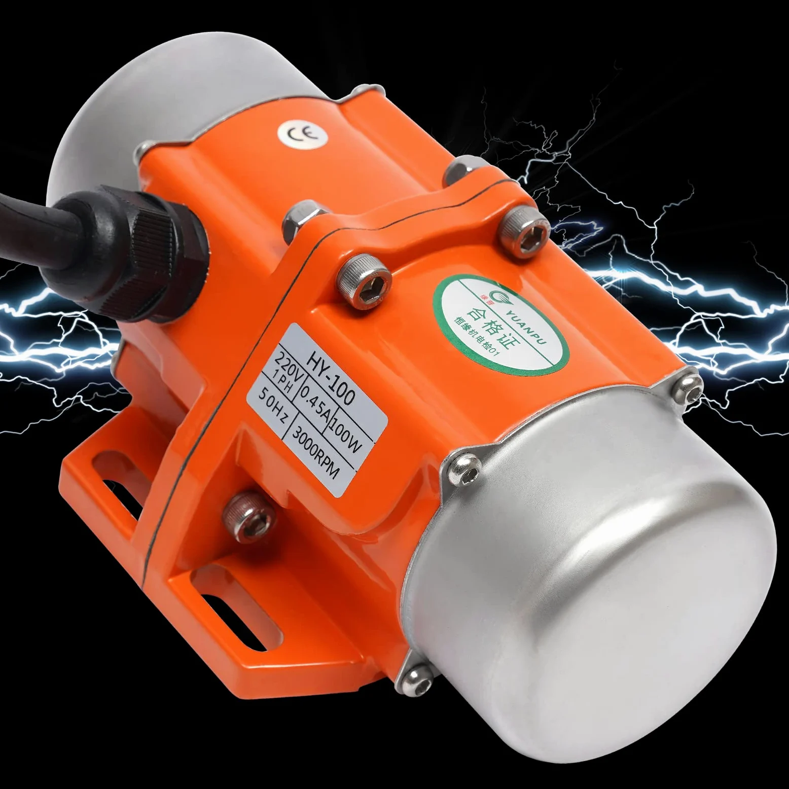 Asynchronous Vibratormotor, 100W 220V Rüttelmotor Unwuchtmotor Asynchronous Single Phase Vibrator Motor, Bürstenlos Elektrischer Rüttelmotor für Rütteltisch, Vibrationsrinne, 3000 U/min (1Phase)
