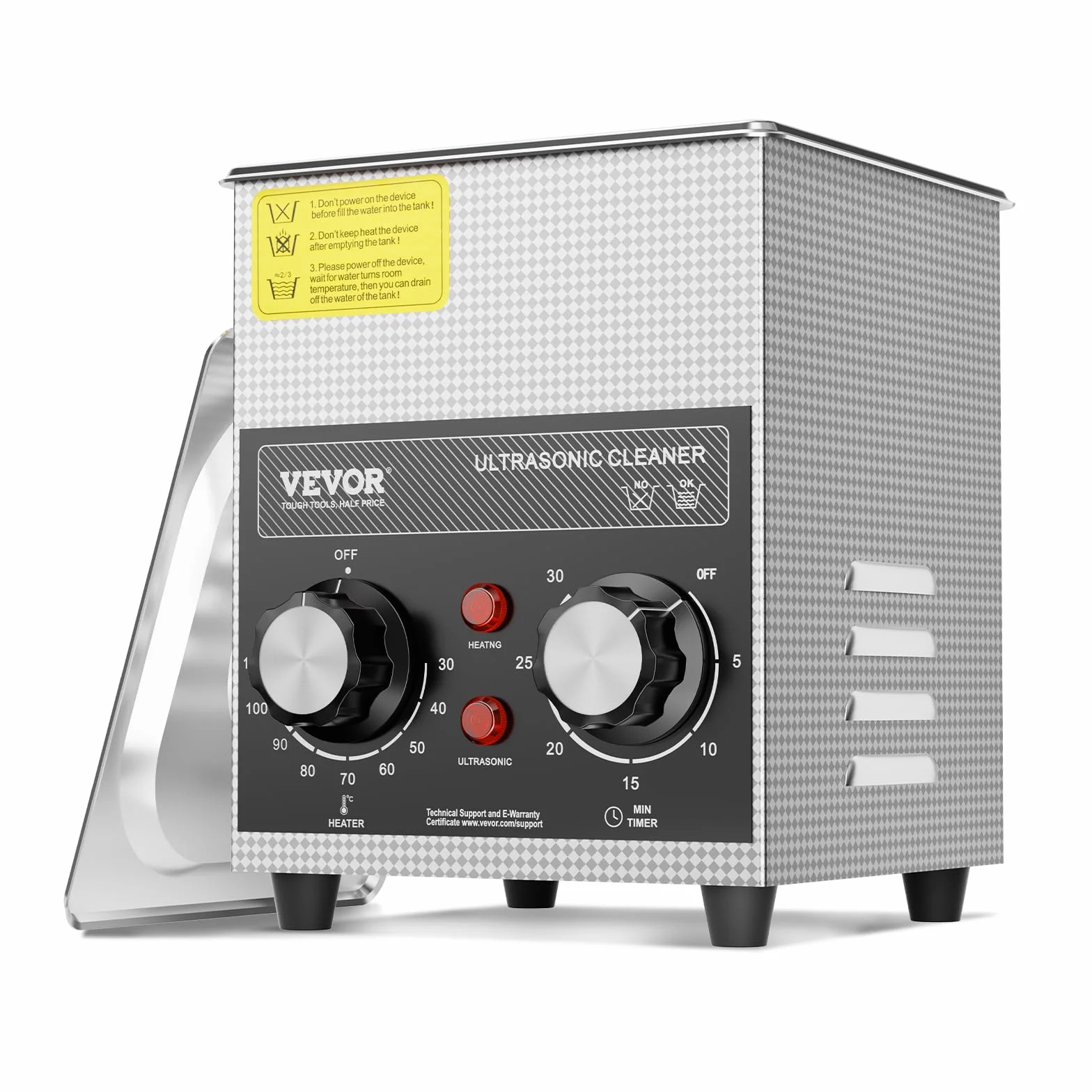 VEVOR 2 L Ultraschallreiniger mit Heiztimer & Korb professionelle digitale Ultraschall Reinigungsgeräte, 60 W Reinigungsmaschine für Uhreninstrumente Brillen Münzen Metallteile Werkzeuge Silber