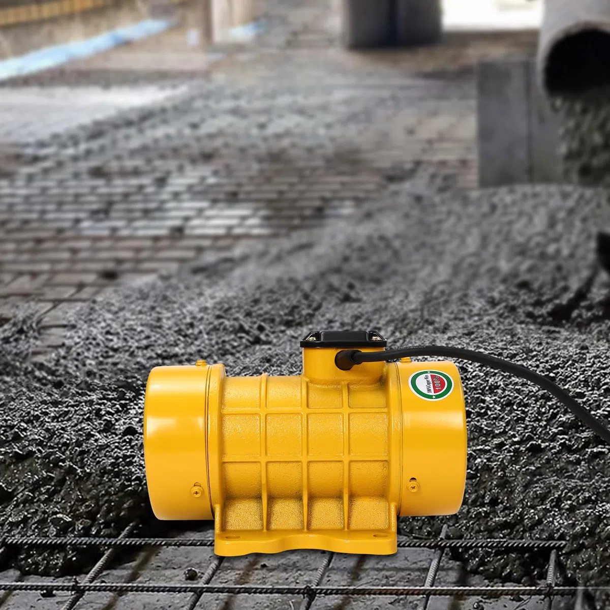Beton-Vibrationsmotor 250W, Vibrationsmotor 2840 U/min 220V Geräuscharm mit kapazitive Schalter für Bergbau Metallurgie Kohle Strom Bau (Gelb)