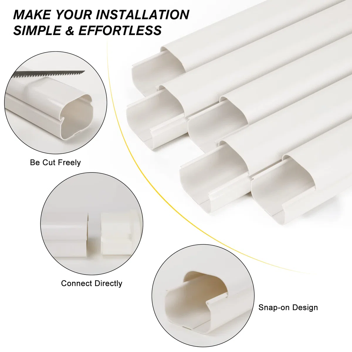 BEWAVE 7,6 cm 3 m AC Line Cover Kit, dekoratives PVC-Rohrabdeckungs-Set für Mini-Split-Klimaanlagen und Wärmepumpen