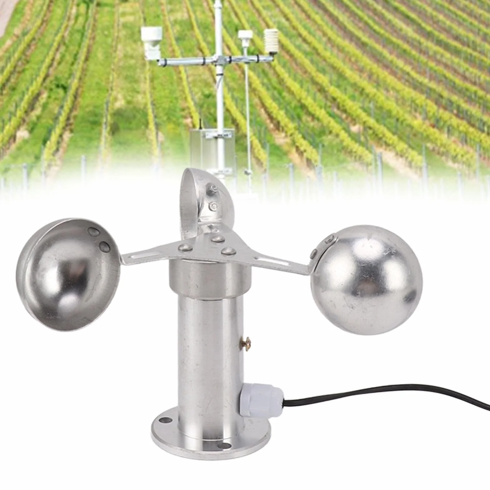 Windgeschwindigkeitssensor Anemometer aus Aluminiumlegierung, 3 Tassen, Genaue Messung für Kraftwerke, Meteorologische Überwachung, Windmessung mit 8 M Kabel