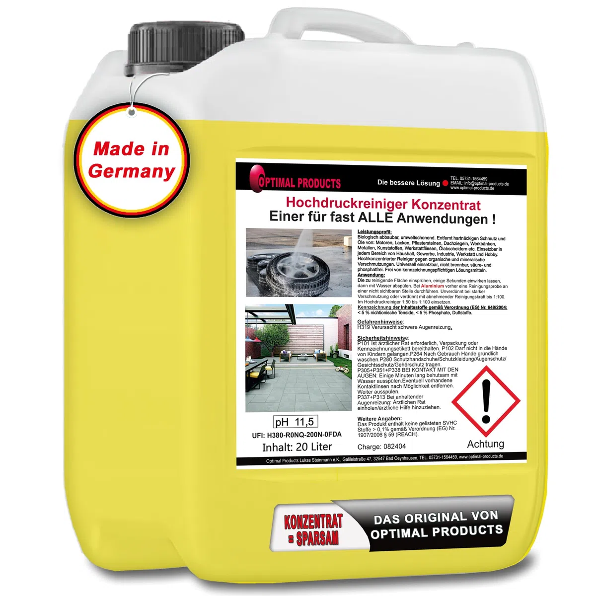 Reinigungsmittel für Hochdruckreiniger | HD Reiniger | flüssigkeit | Konzentrat | 20 Liter