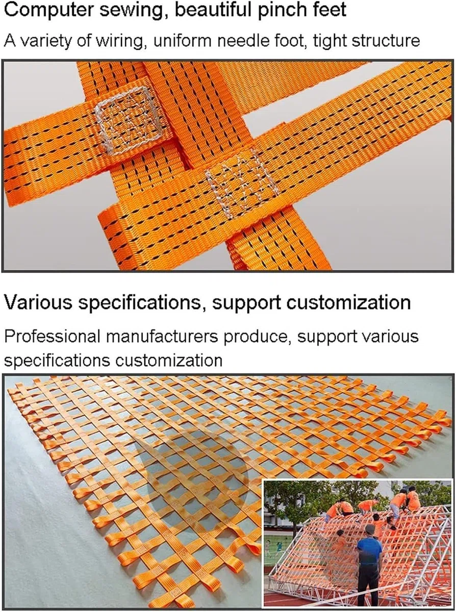 ELzEy Cargonetze Hebenetze - Gurtbandnetz, für Bauarbeiten, Rigging, Umzug, Abschleppen, Heben, Sicherheits-Hebenetz-Bänder (Größe: 2X2M/Masche 15cm/Last 2t)
