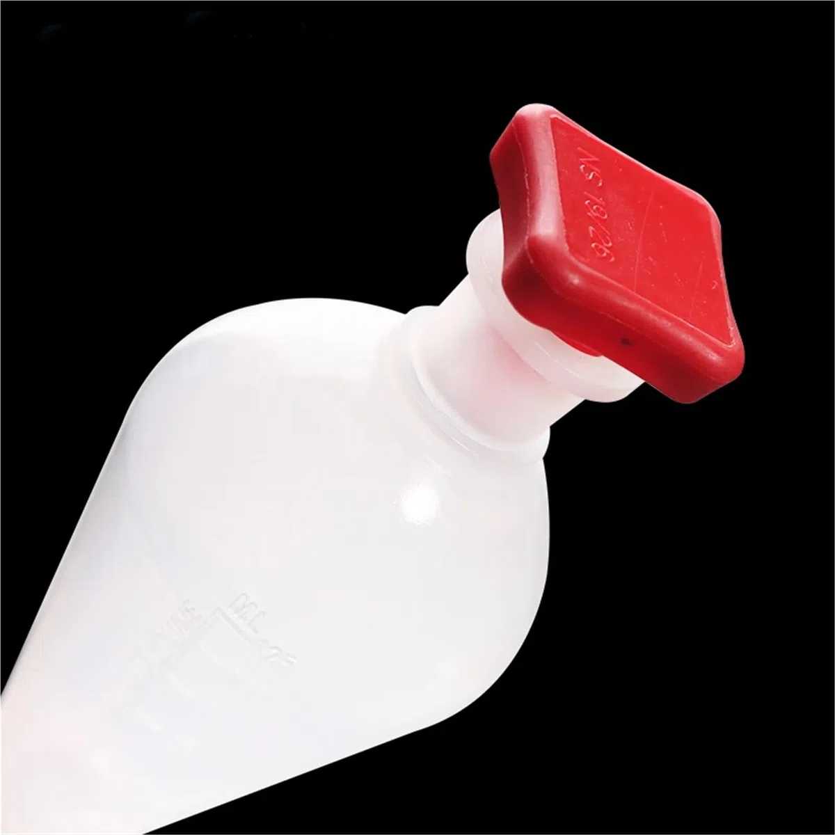125 ml birnenförmiger Scheidetrichter aus Kunststoff mit PTFE-Stopfen. PP-Trenntrichter. Laborbedarf
