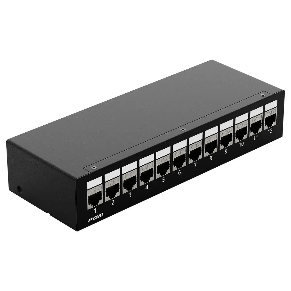 FGB 10 Gbps 12 Port CAT7 Patchpanel mit 12x CAT.7 RJ45 Keystone Jack Modul, STP Patchpanel Verteilerfeld für Netzwerk LAN DSL, Kompatibel CAT6 CAT6a CAT7 CAT8 Verlegekabel Netzwerkkabel