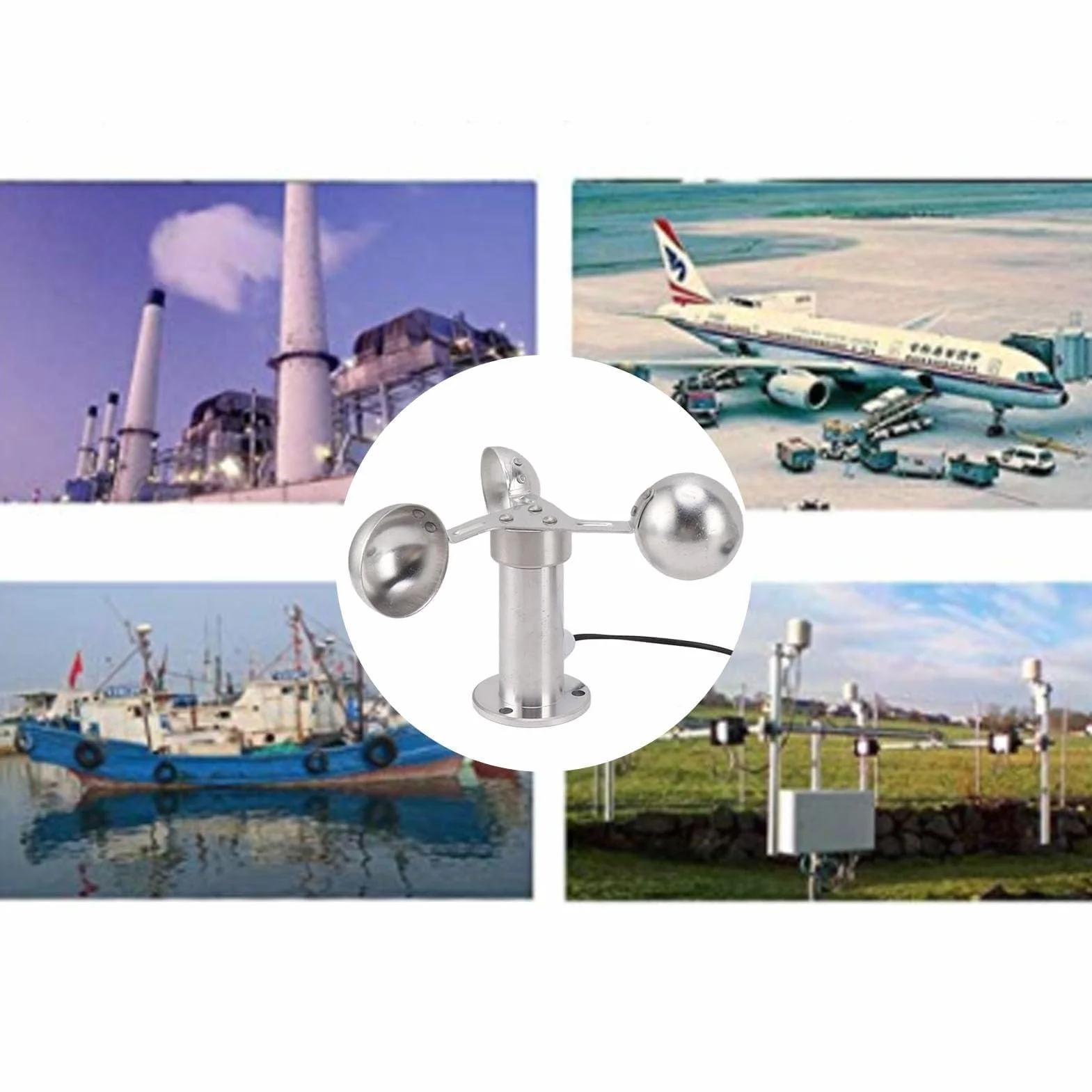 Windgeschwindigkeitssensor Anemometer aus Aluminiumlegierung, 3 Tassen, Genaue Messung für Kraftwerke, Meteorologische Überwachung, Windmessung mit 8 M Kabel