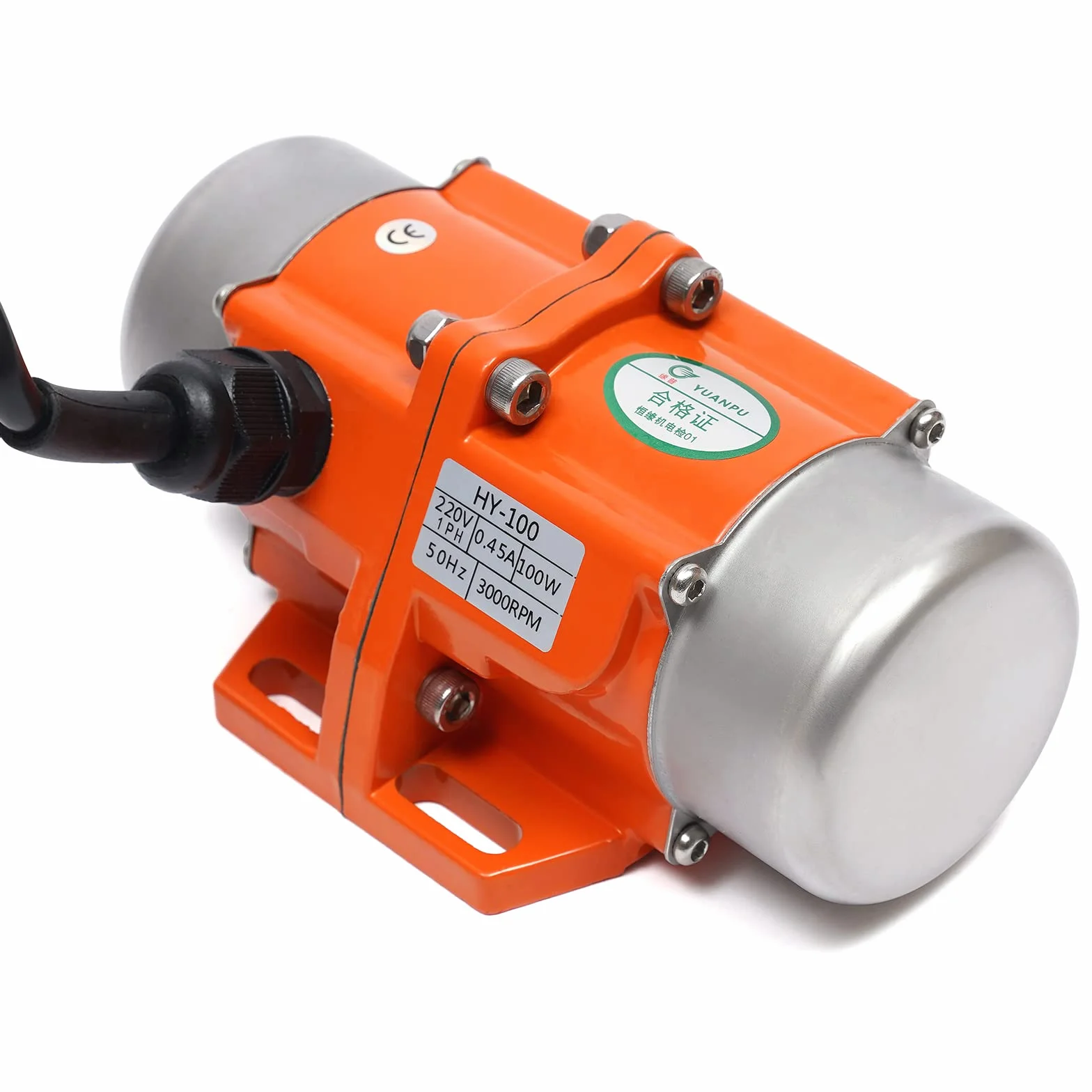 Asynchronous Vibratormotor, 100W 220V Rüttelmotor Unwuchtmotor Asynchronous Single Phase Vibrator Motor, Bürstenlos Elektrischer Rüttelmotor für Rütteltisch, Vibrationsrinne, 3000 U/min (1Phase)