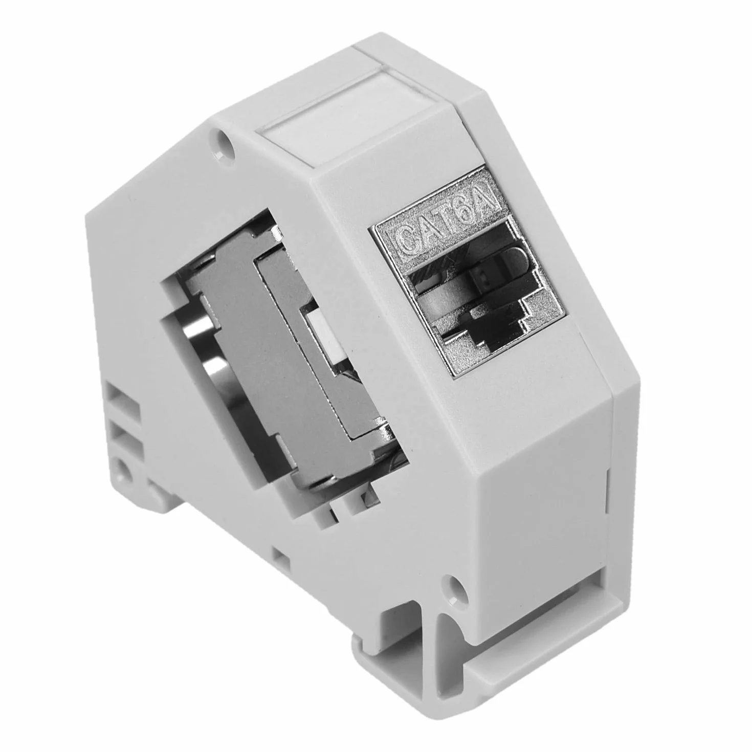 kwmobile Keystone Modul Set CAT 6A mit Hutschienenadapter - 8x RJ45 Hutschienenadapter Buchse geschirmt + 8x Halter für DIN Hutschiene - werkzeuglose Netzwerkdose bis 10 Gbit/s