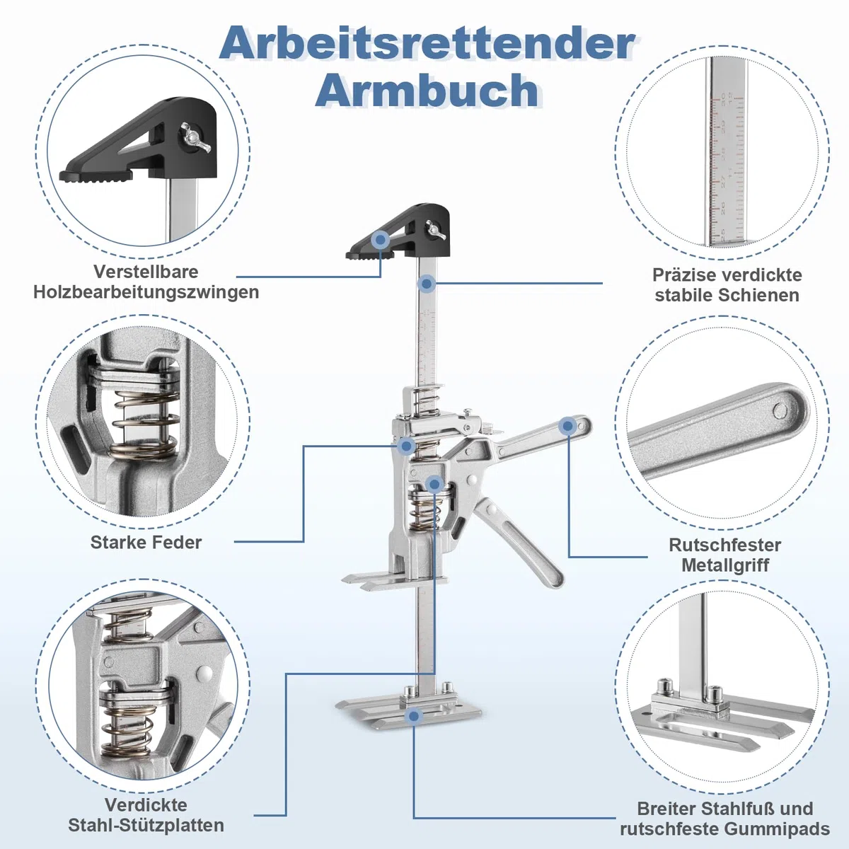 Möbelheber für Schwere Möbel,Heber,Arbeitssparender Arm,2 Stück Arm Hebewerkzeug,400kg Tragkraft Türheber mit Zwei Geschwindigkeiten und Höhenversteller 0-210mm,Hebewerkzeug für Türen,Fliesen