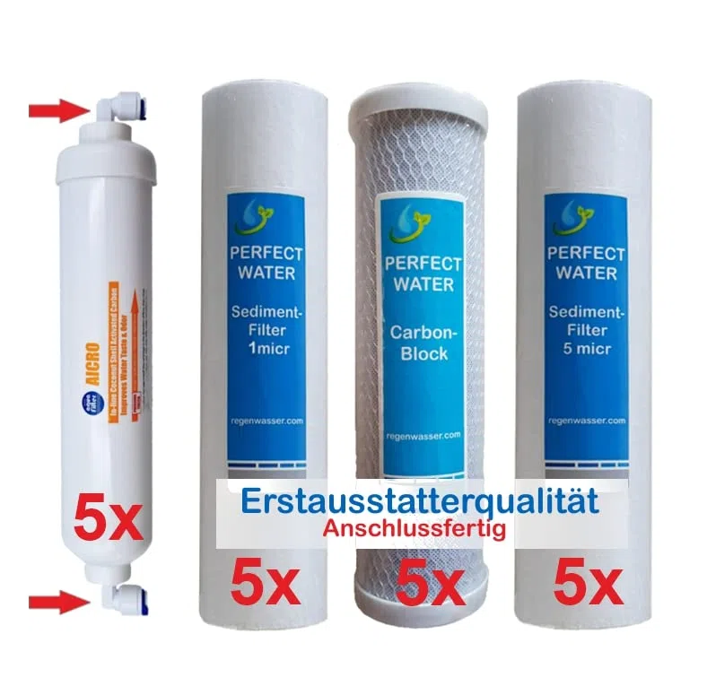 10" Zoll Filterset 2,5 Jahre für 5 Stufige Osmoseanlagen Ersatzfilter Filter