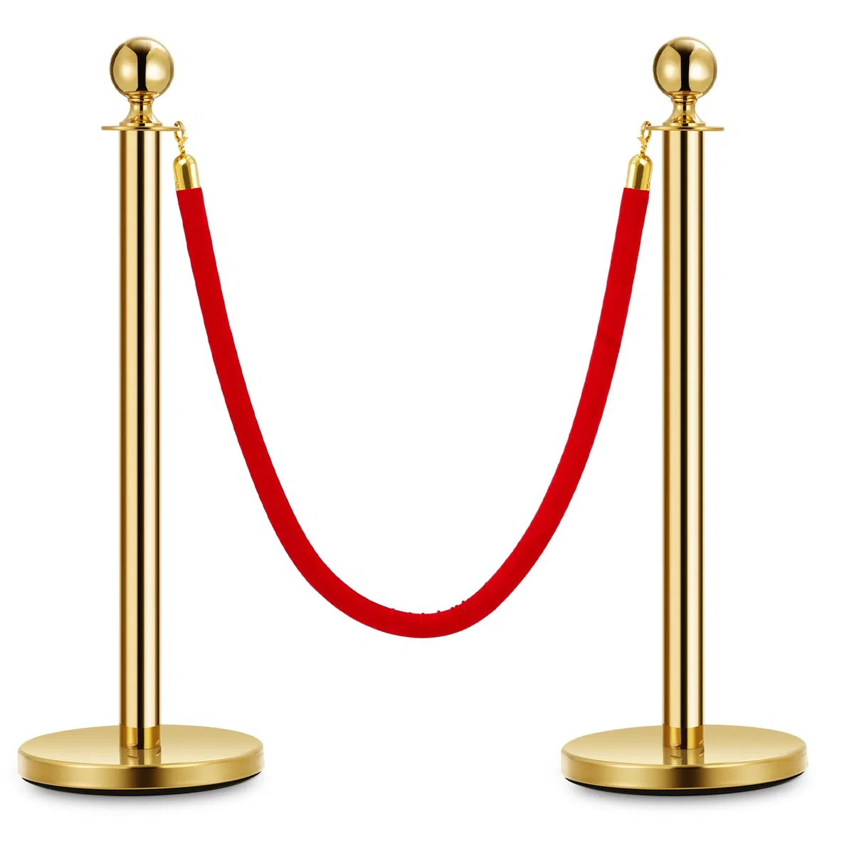 Edelstahl Absperrpfosten Seil Abgrenzungsständer Kugelkopf 1 Rote Samtseile Goldene Säule 2 Packung Crowd Control Barriers Für Theater Partys Hochzeit Museen Ausstellung