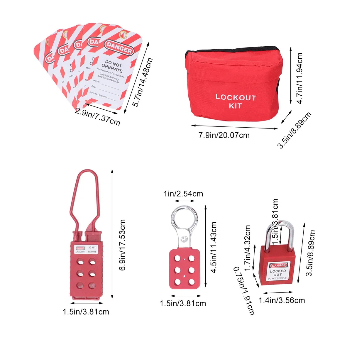 Lock Out Tagout Kits Elektrisch, Lockout Tagout Kit, Schließbügel, Lockout Loto Sicherheitsschlösser, Hängeetiketten, Schlüssel und Aufbewahrungstasche