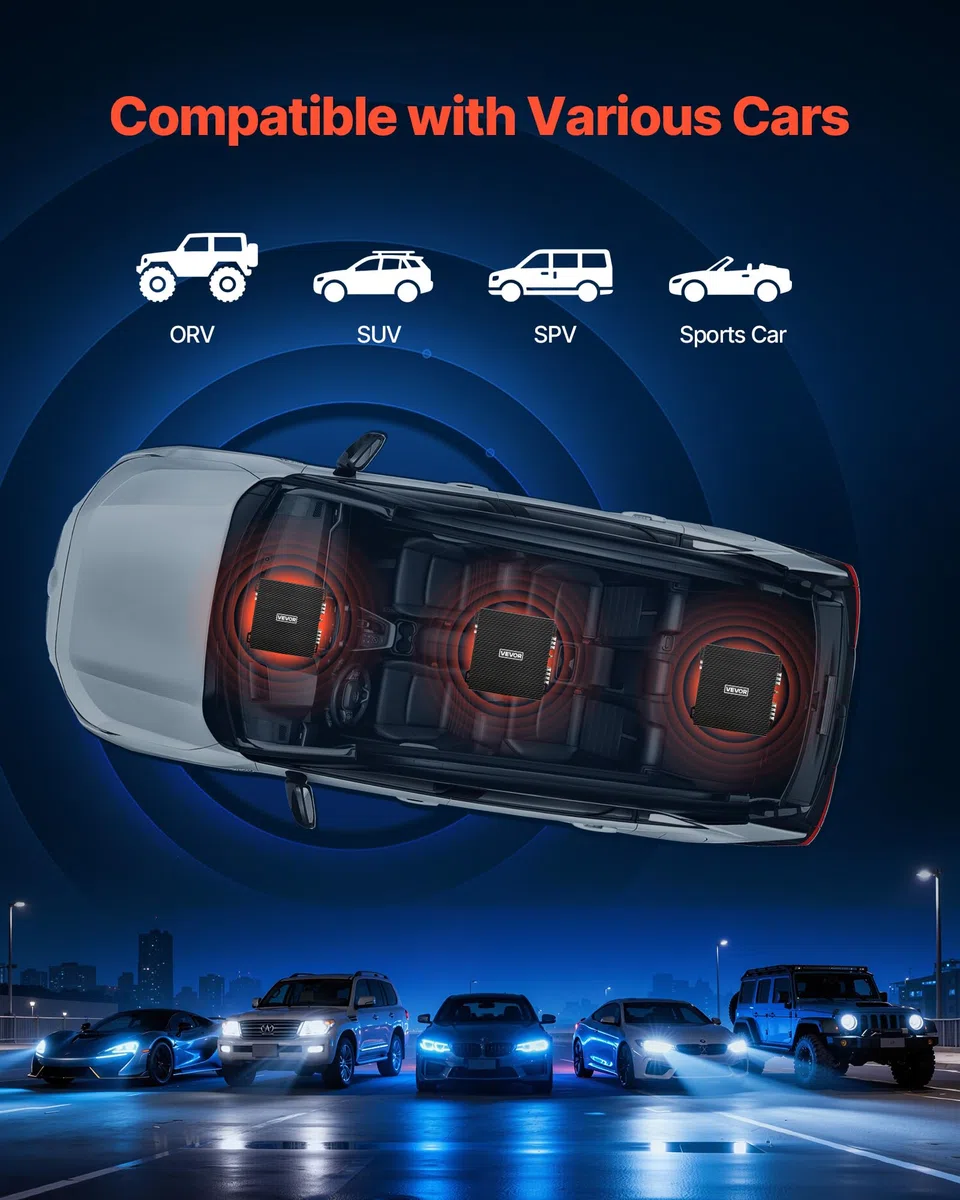 VEVOR Autoverstärker 2-Kanal, Endstufe Klasse AB Überbrückbar, Max. 2 x 300 W an 4 Ohm / 2 x 600 W an 2 Ohm, Hochleistungsverstärker für SUVs Pickups Geländewagen Mehrkanal-Audioverstärker