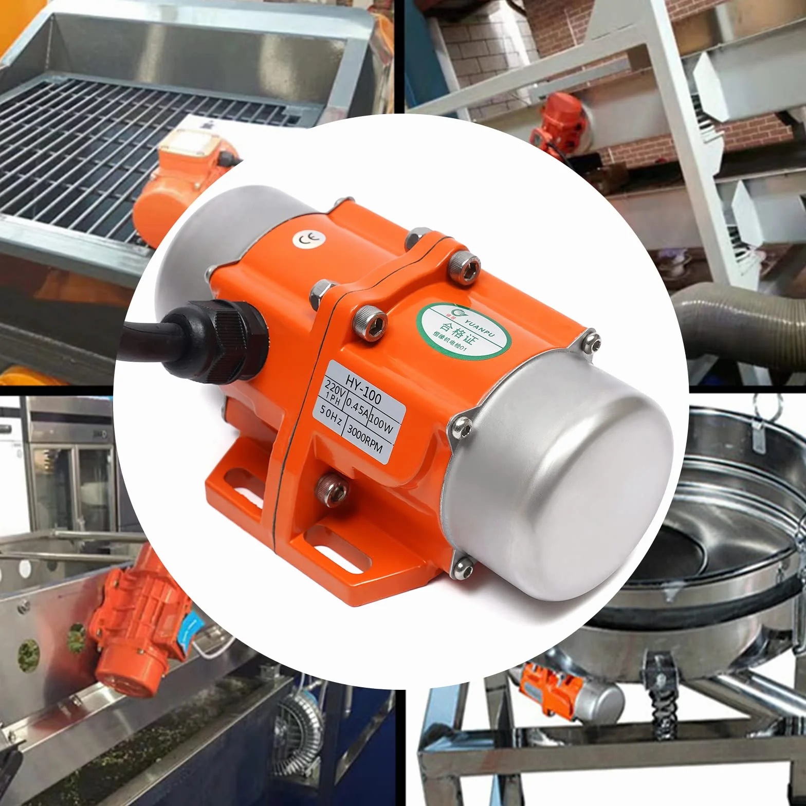 Asynchronous Vibratormotor, 100W 220V Rüttelmotor Unwuchtmotor Asynchronous Single Phase Vibrator Motor, Bürstenlos Elektrischer Rüttelmotor für Rütteltisch, Vibrationsrinne, 3000 U/min (1Phase)