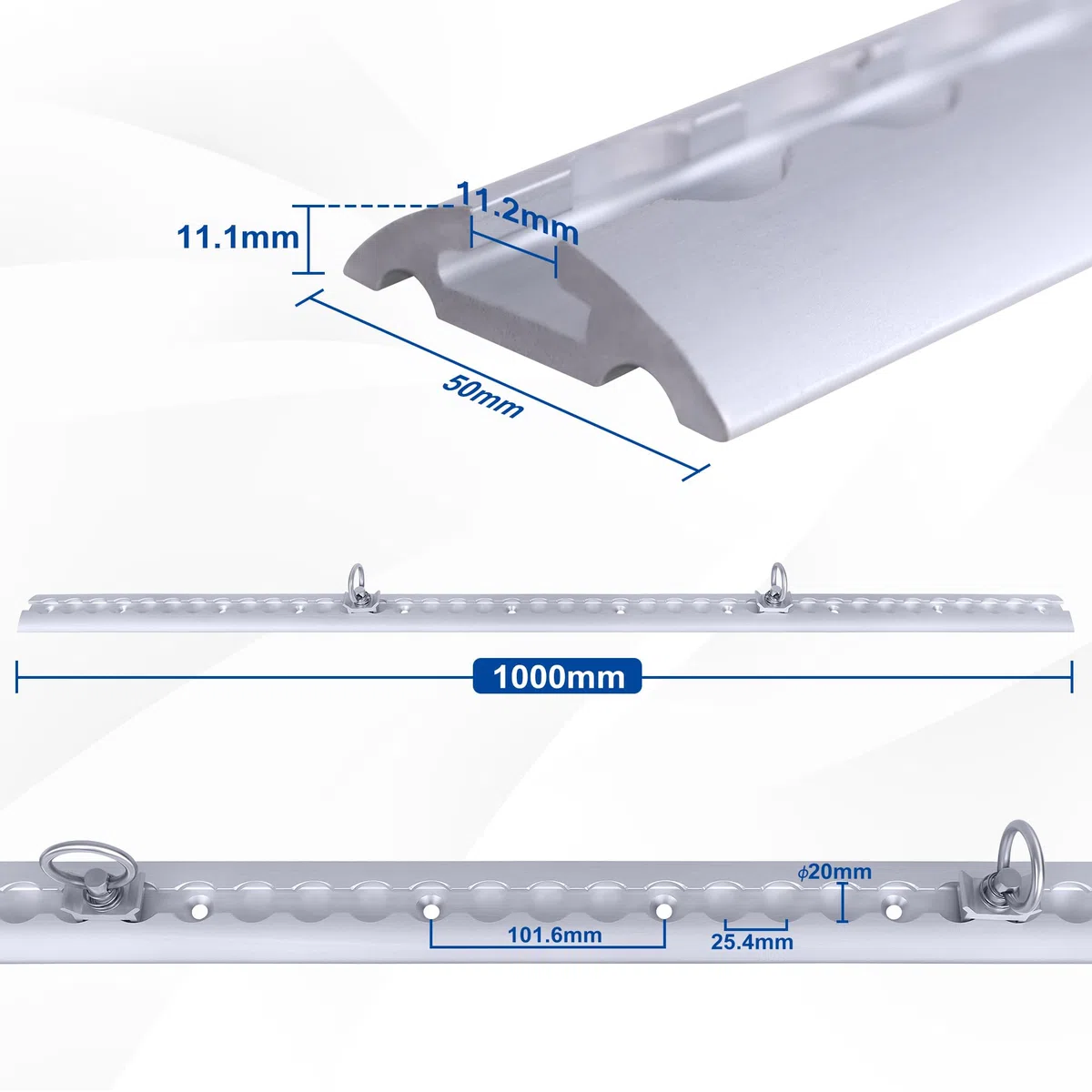 4 x 1m Airlineschiene Set M6 Bohrungen Aluschiene Kederschiene Set Schraubfitting Airlineschiene Ladungssicherung für LKWs mit 10 Zurrösen
