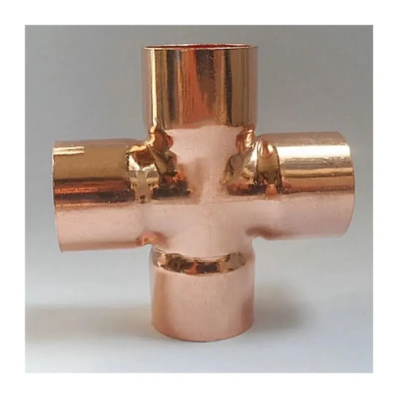 42 mm Innendurchmesser x 1,5 mm Dicke, Kupfer, gleichschenkliges Kreuz, 4-Wege-Muffenschweißende, Zuführungskupplung, Sanitärarmatur, Wasser, Gas, Öl, Kraftstoff