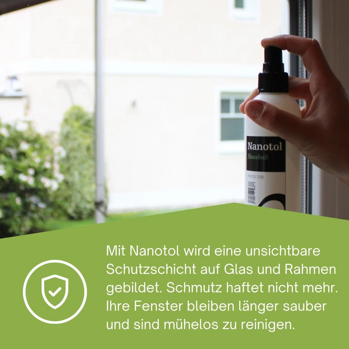 Nanotol Fensterreiniger Set mit Nanoversiegelung - EASY-TO-CLEAN Beschichtung für 40 m² Glas + Rahmen - geeignet für Fensterwischer, Fenstersauger, Abzieher