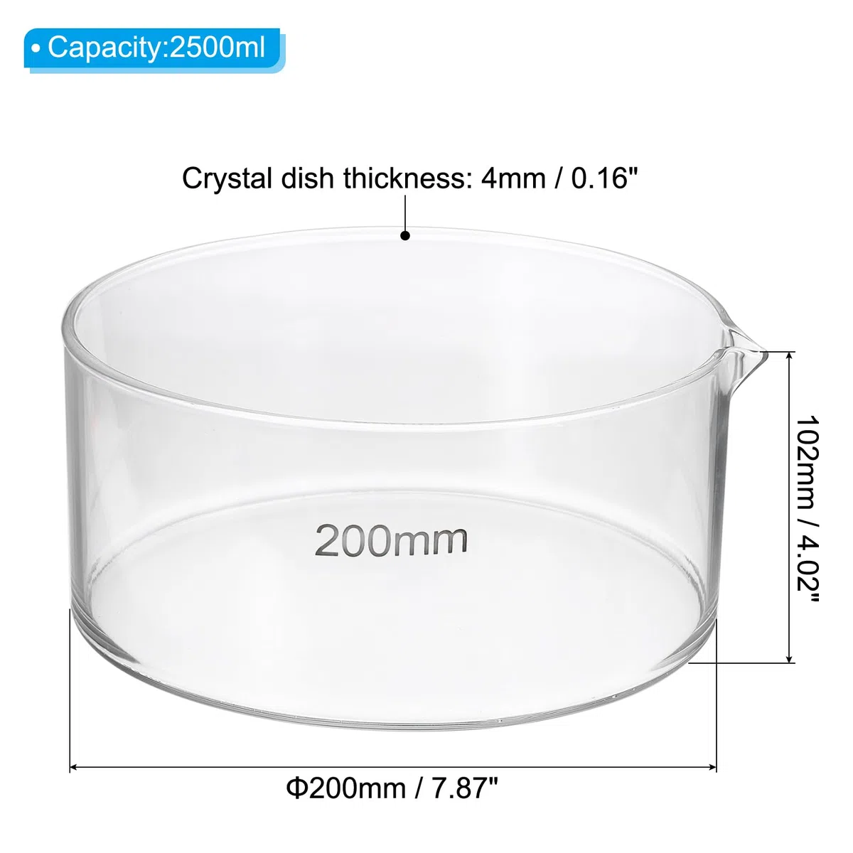 PATIKIL 2500ml Kristallisierschale Borosilikatglas Kristallisierschale Mit Ausguss Flacher Grund Laborschale Evaporationsschalen Transparent Für Labor Küche Wissenschaft Klassenzimmer