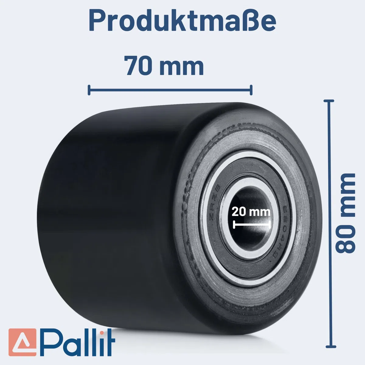 4er Lastrolle PU Laufrolle 80x70mm Rolle Hubwagen Gabelhubwagenrolle Hubwagenrolle Polyurethan schwarz