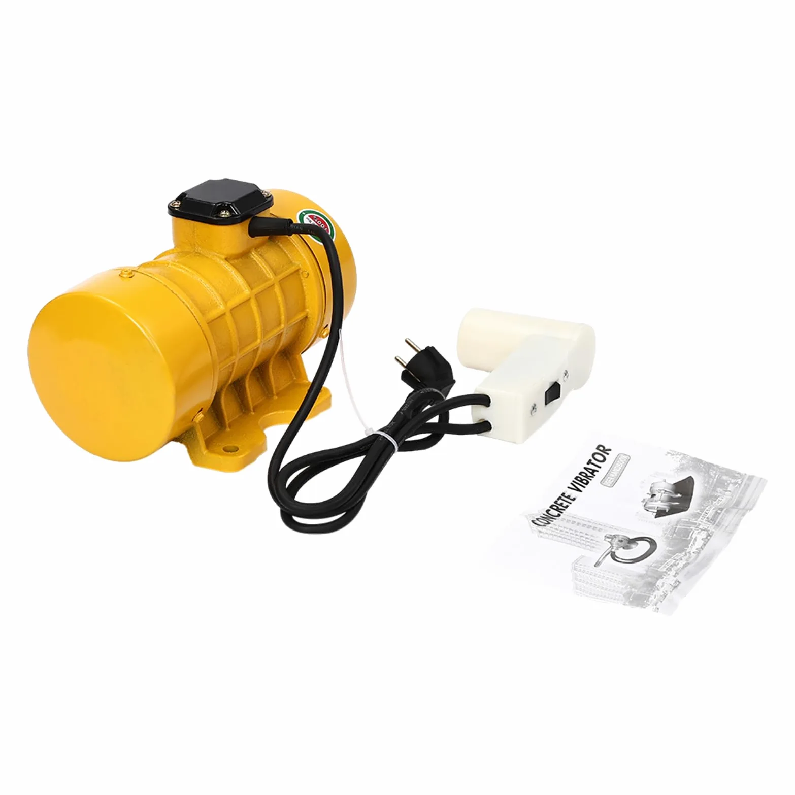 Beton-Vibrationsmotor 250W, Vibrationsmotor 2840 U/min 220V Geräuscharm mit kapazitive Schalter für Bergbau Metallurgie Kohle Strom Bau (Gelb)