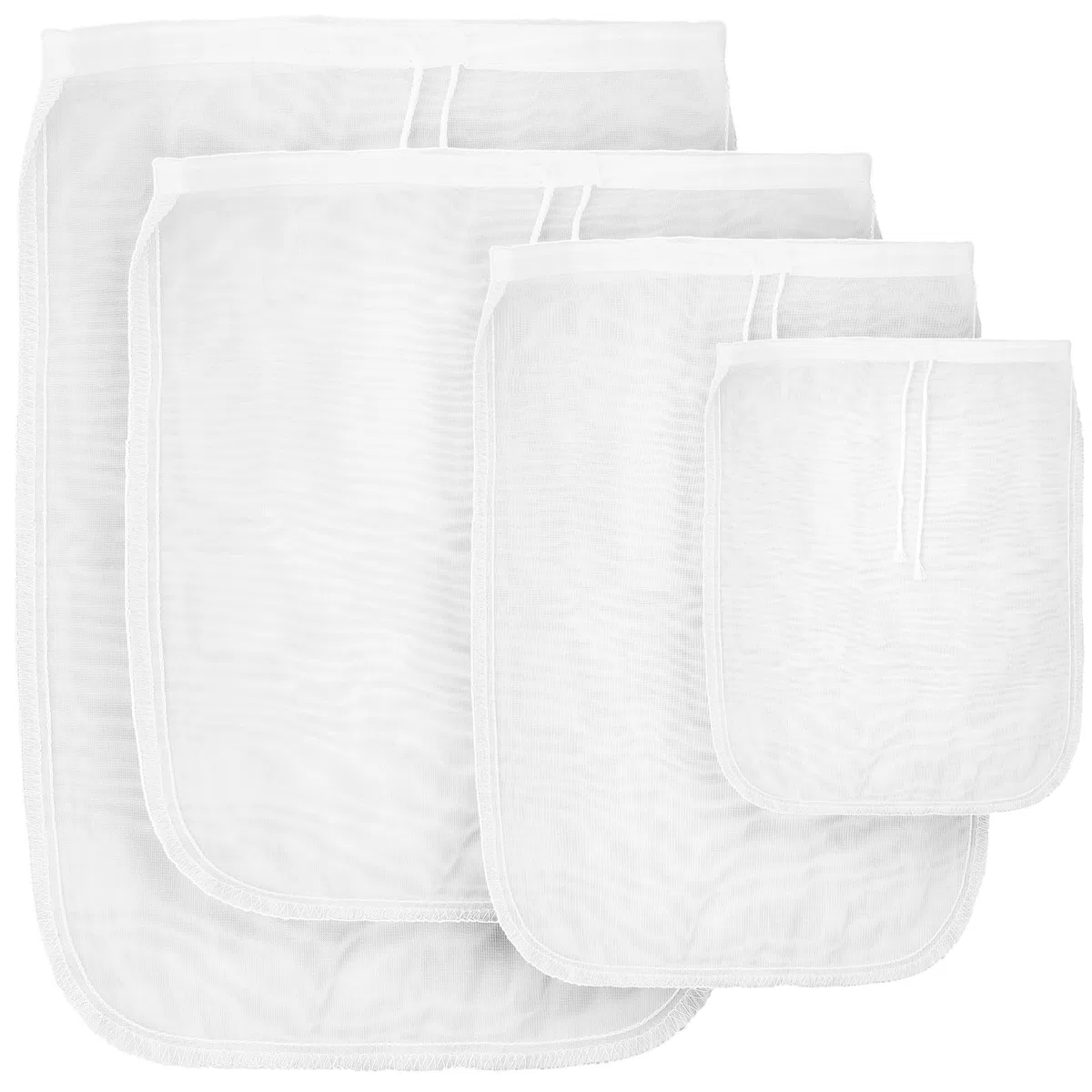 4 Stück Passiertuch Nussmilchbeutel, Wiederverwendbar Passiertücher Abseihtuch Mulltuch Küche Filterbeutel Cheese Cloth Mit Kordelzug Baumwolle Nussbeutel Für Käse Fruchtsaft Joghurt (Nylon, 4 Größen)