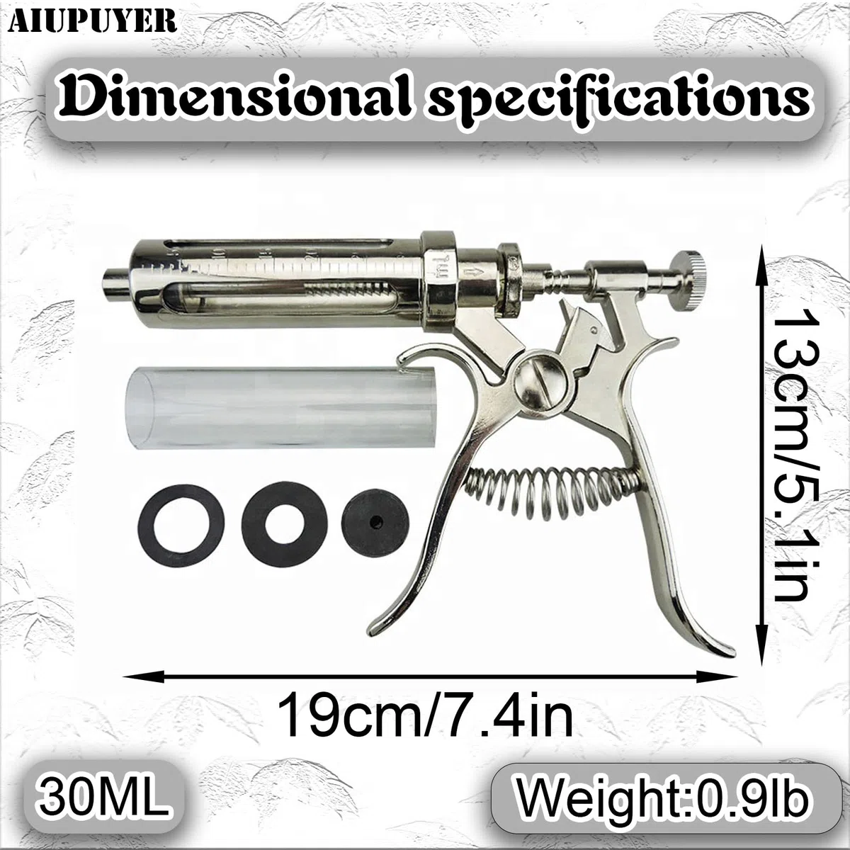 10ML kontinuierliche Viehspritze, einstellbare und Wiederverwendbare Präzisionspumpe für Tierarzneimittelspender, für Pferde, Schafe, Rinder, Zucht- und Zuchtgeräte mit 10 Edelstahlnadeln