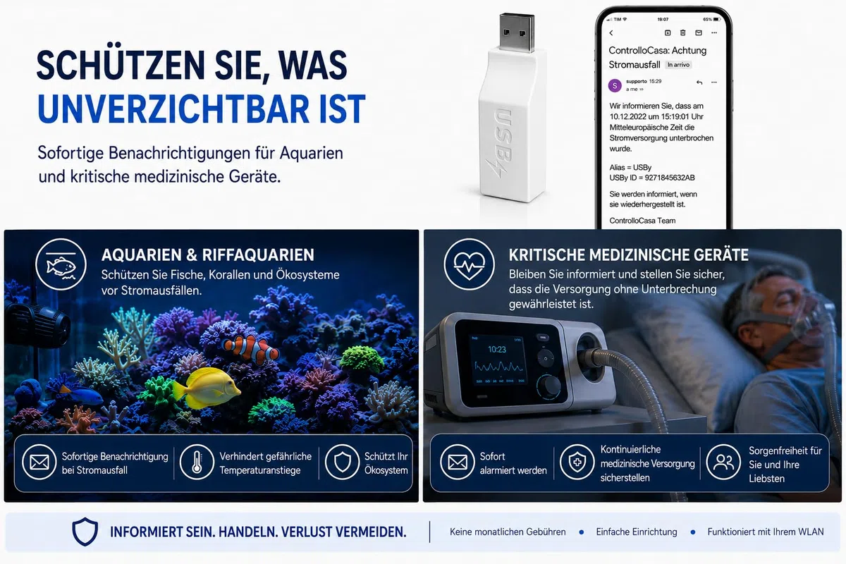 Stromausfall Melder | Stromausfall Alarm WLAN | Sofortige Warnung bei Stromausfall | Schutz für Gefrierschrank, Kühlschrank , Aquarium, Ferienhaus, Wohnmobil und Sicherheitssysteme | Ohne ABO