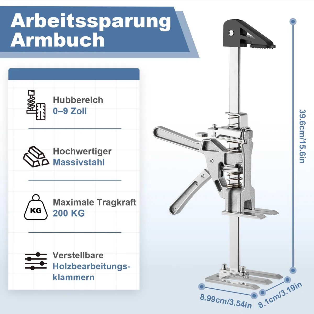 Möbelheber für Schwere Möbel,Heber,Arbeitssparender Arm,2 Stück Arm Hebewerkzeug,400kg Tragkraft Türheber mit Zwei Geschwindigkeiten und Höhenversteller 0-210mm,Hebewerkzeug für Türen,Fliesen
