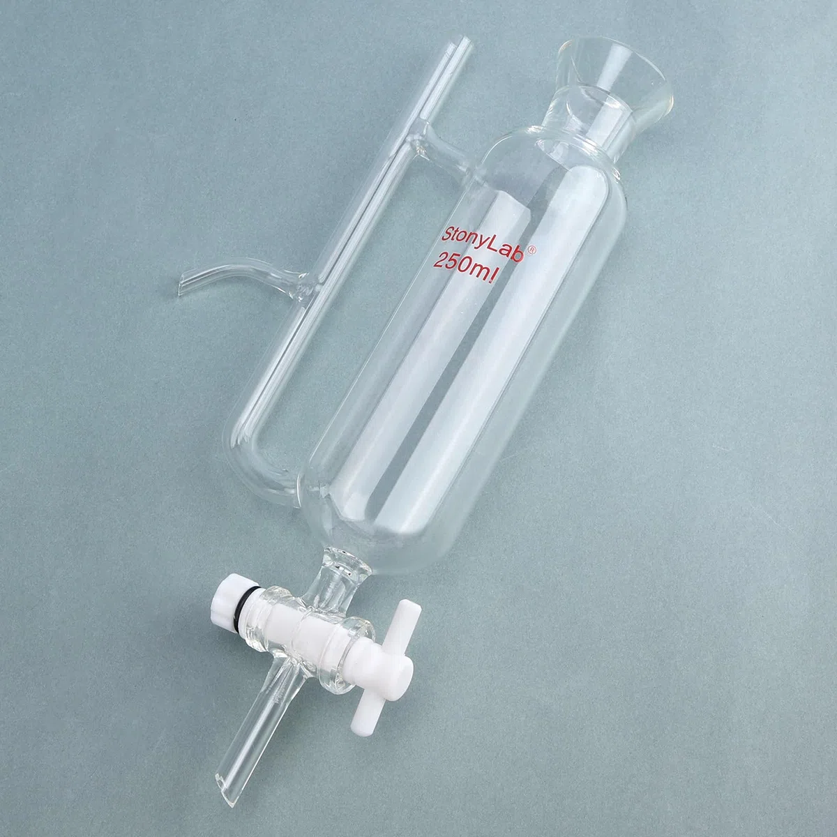 stonylab Weithals-Wasser-Öl-Abscheider mit PTFE-Hahn, Glaswaren zur Flüssigkeitstrennung und -reinigung, Zwei-Phasen-System-Laborexperimente, 250 ml