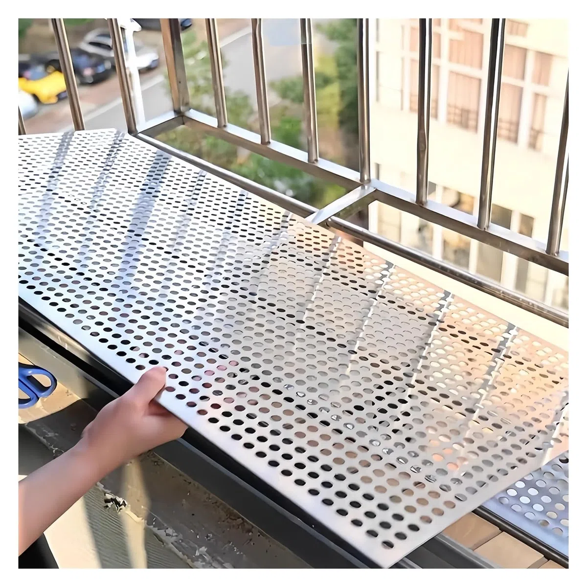 Generisch Metallgitter, Rundlochplatten aus Edelstahl 304, Streckmetallgitter, Lochbleche for Schutz von Balkongeländern und Terrassendekorationen(50x120cm)