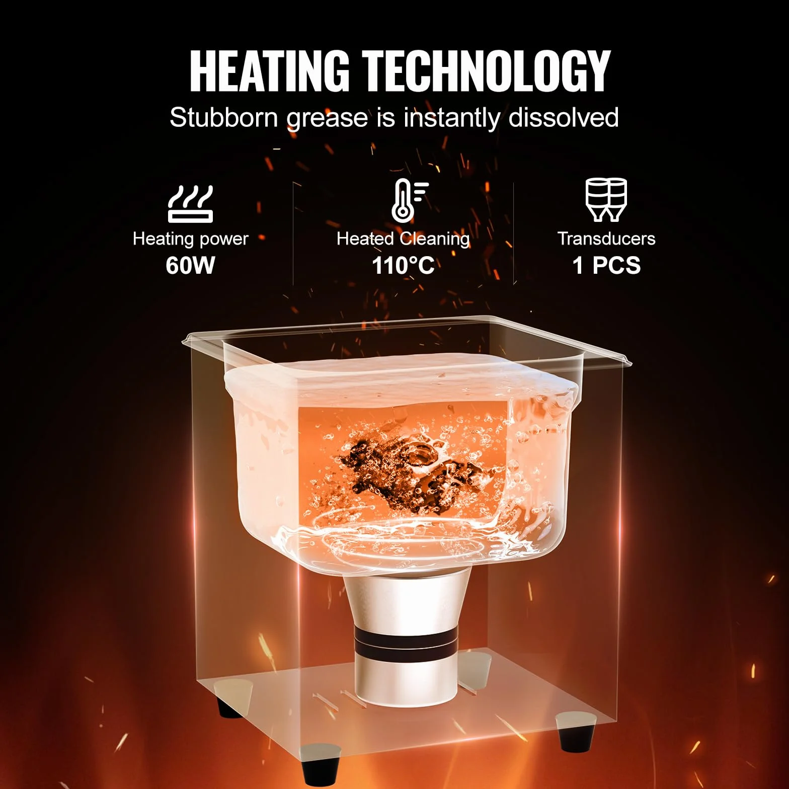 VEVOR 2 L Ultraschallreiniger mit Heiztimer & Korb professionelle digitale Ultraschall Reinigungsgeräte, 60 W Reinigungsmaschine für Uhreninstrumente Brillen Münzen Metallteile Werkzeuge Silber