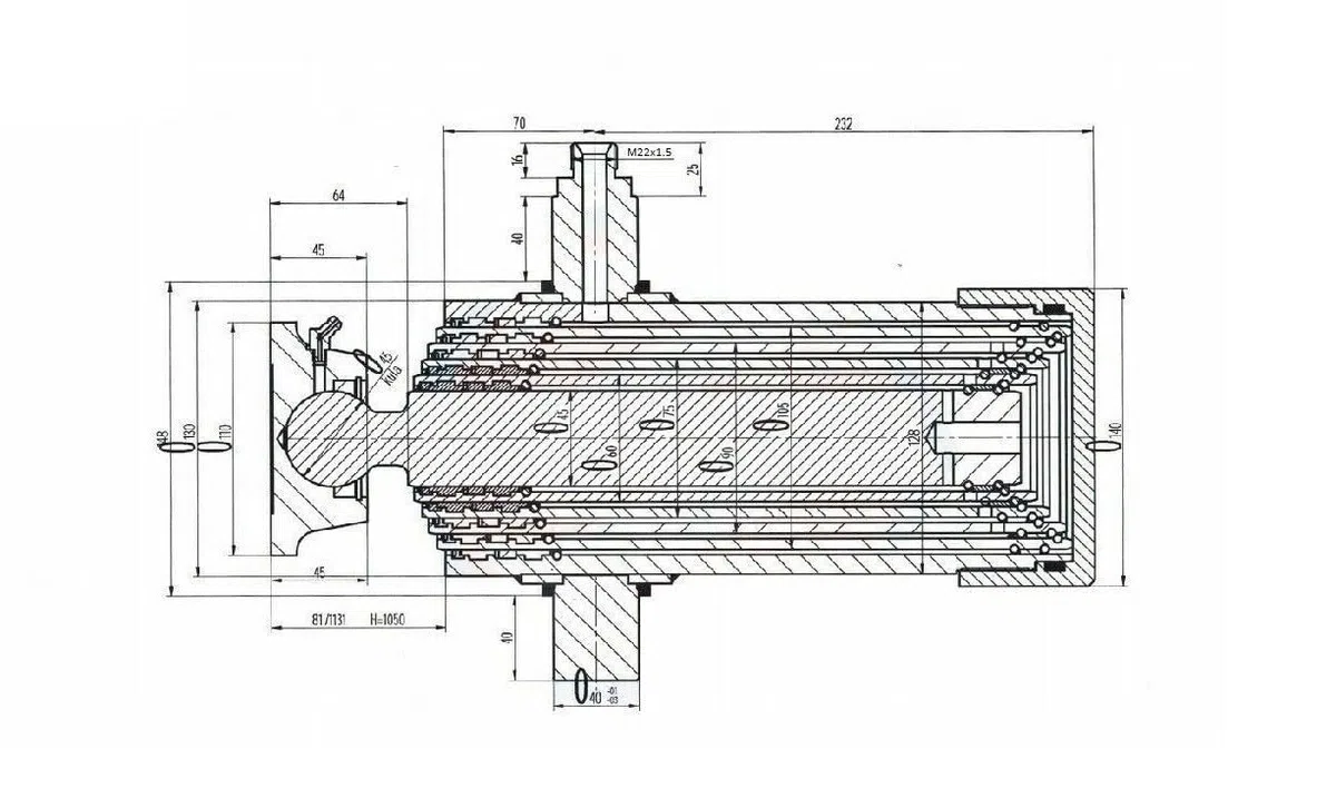 Teleskopzylinder 5-stufig Kipphydraulik 8T, Hub 1050 mm Komplett 12VDC
