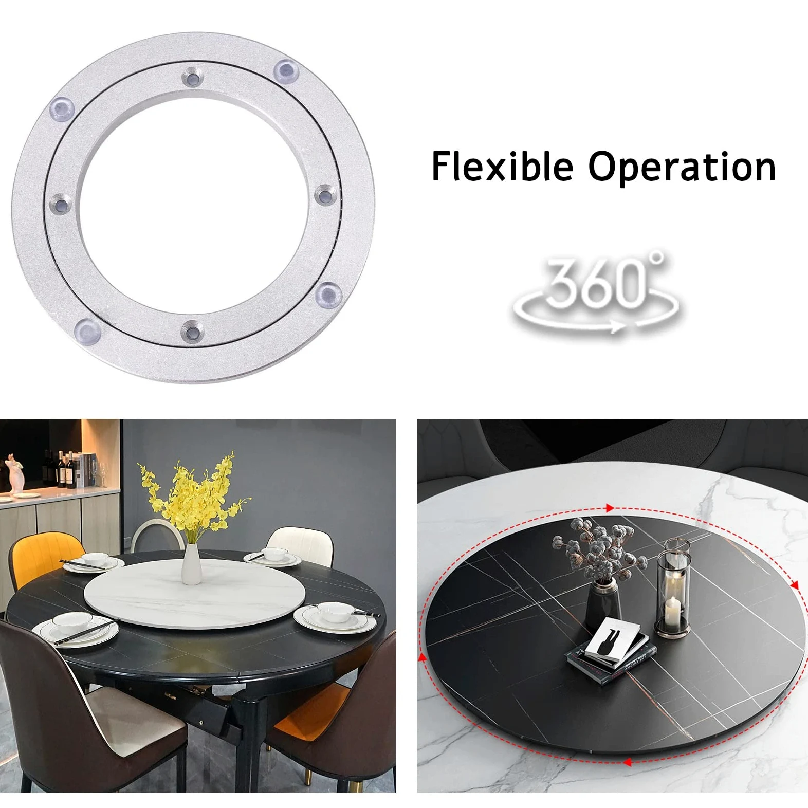 Drehteller mit Kugellager für hohe Belastbarkeit, große Ausführungen (12, 16, 24, 32 Zoll), drehbare Basis aus Edelstahl und Aluminium, runde Drehplatte für Küchentische