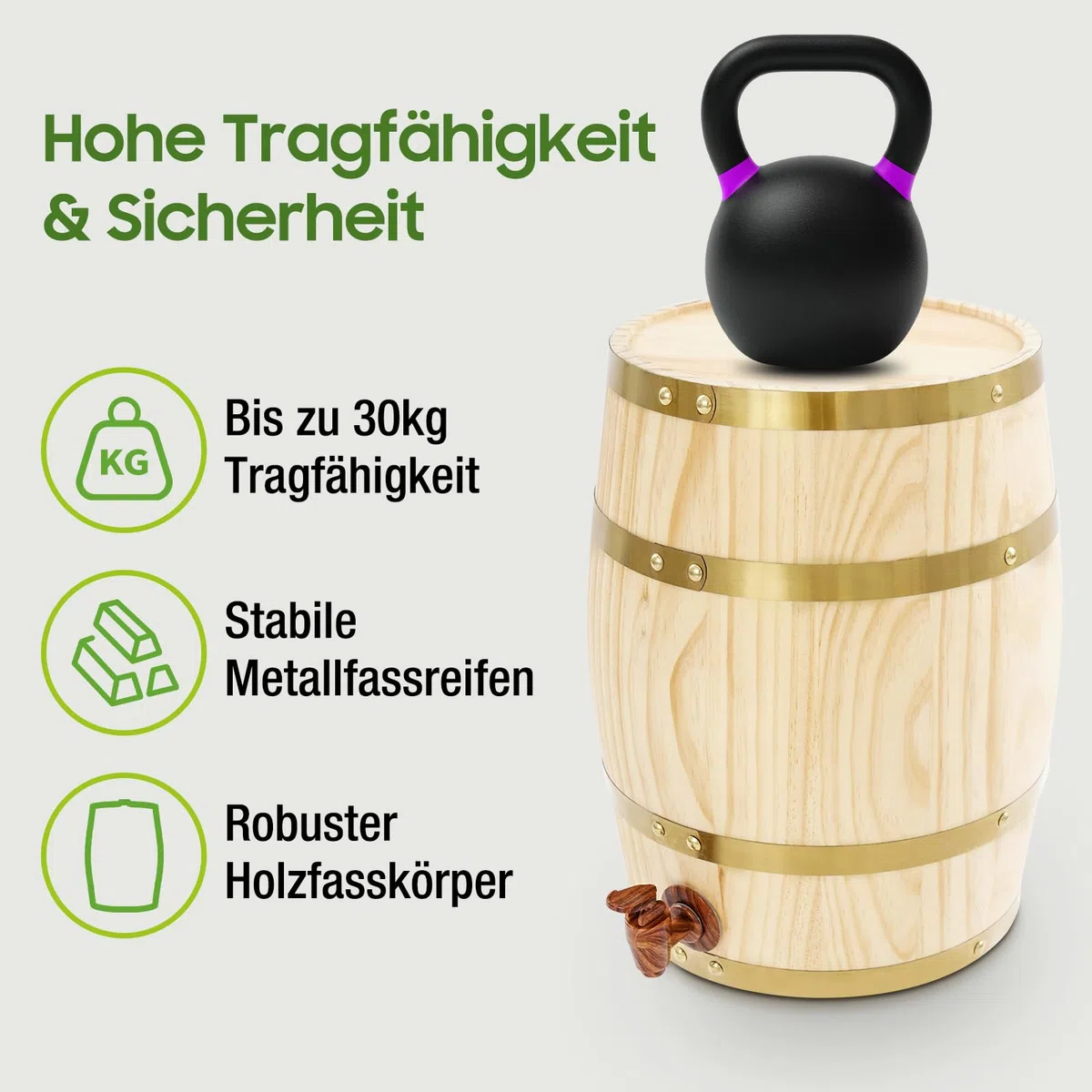 10L Holzfass mit Zapfhahn, Vertikal Whiskyfass Schnapsfass Bierfass Kiefernholz-Weinfass für Wein, Whisky, Rum, Dekorationsfass für Bars
