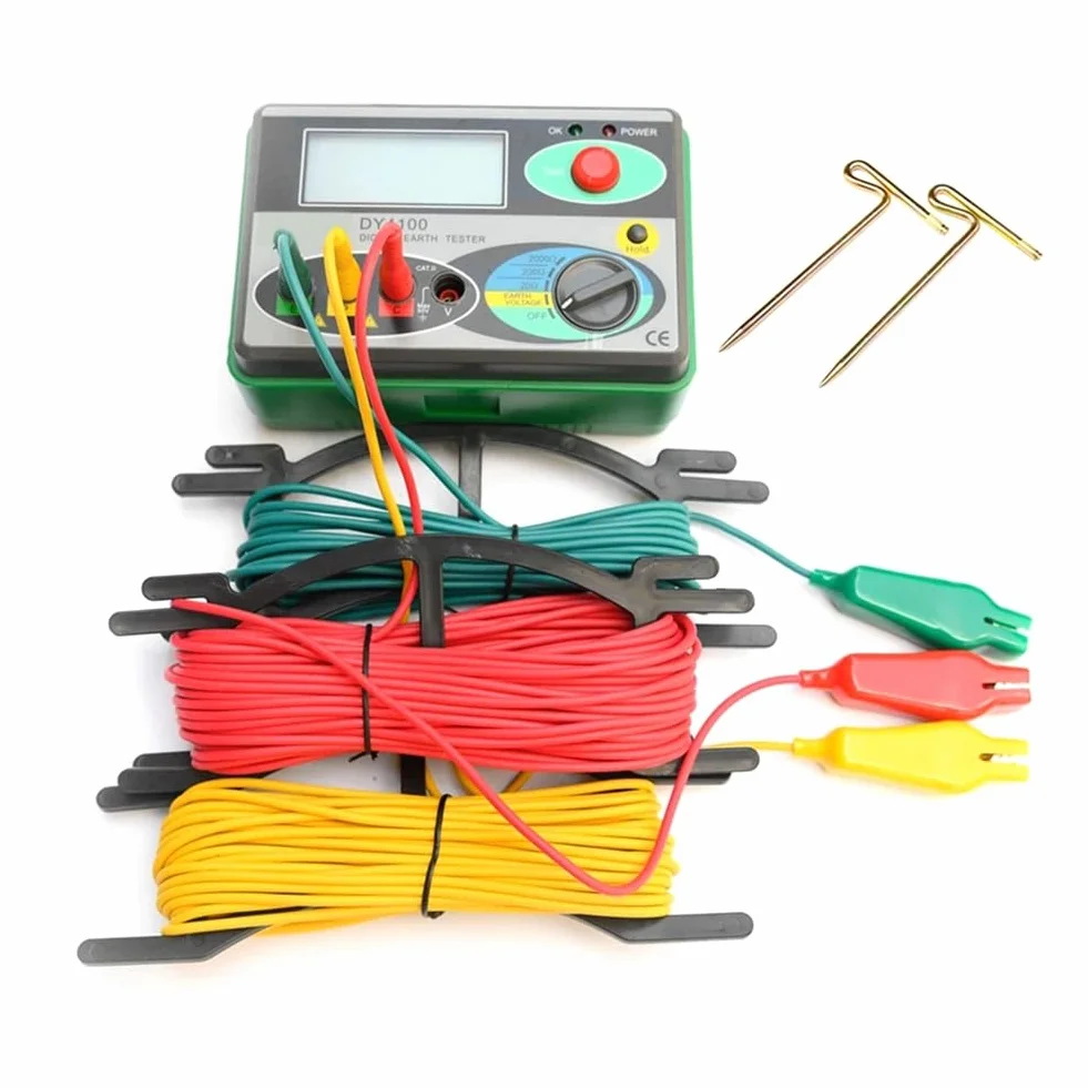 DY4100 Erdungstest-Set Digitales Erdungswiderstandsmessgerät Ohm Instrumente Inspektion Elektriker Widerstandstester