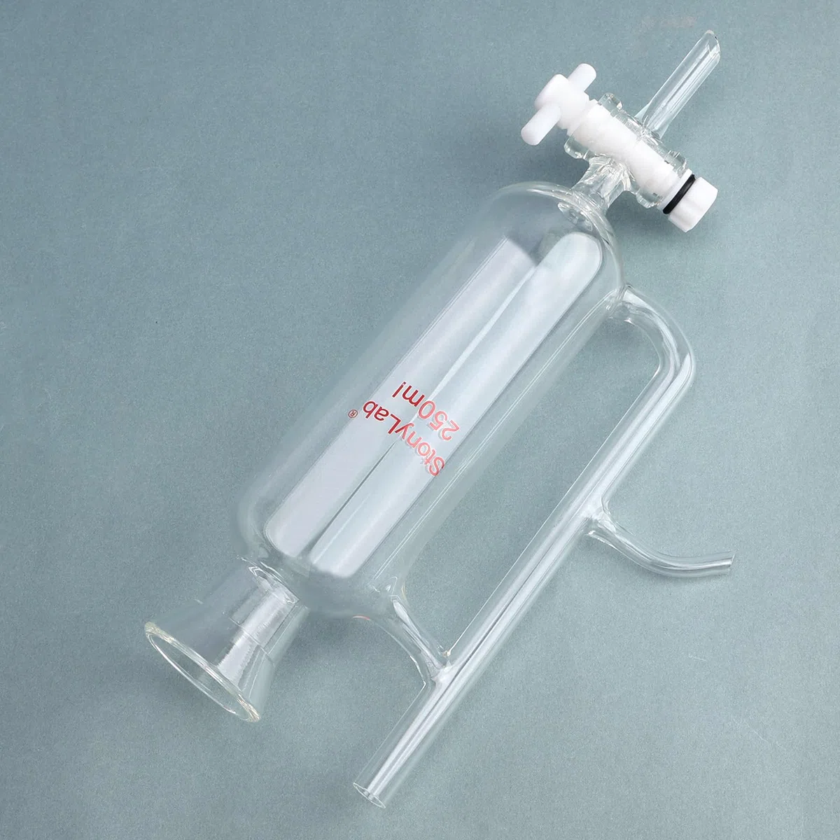 stonylab Weithals-Wasser-Öl-Abscheider mit PTFE-Hahn, Glaswaren zur Flüssigkeitstrennung und -reinigung, Zwei-Phasen-System-Laborexperimente, 250 ml