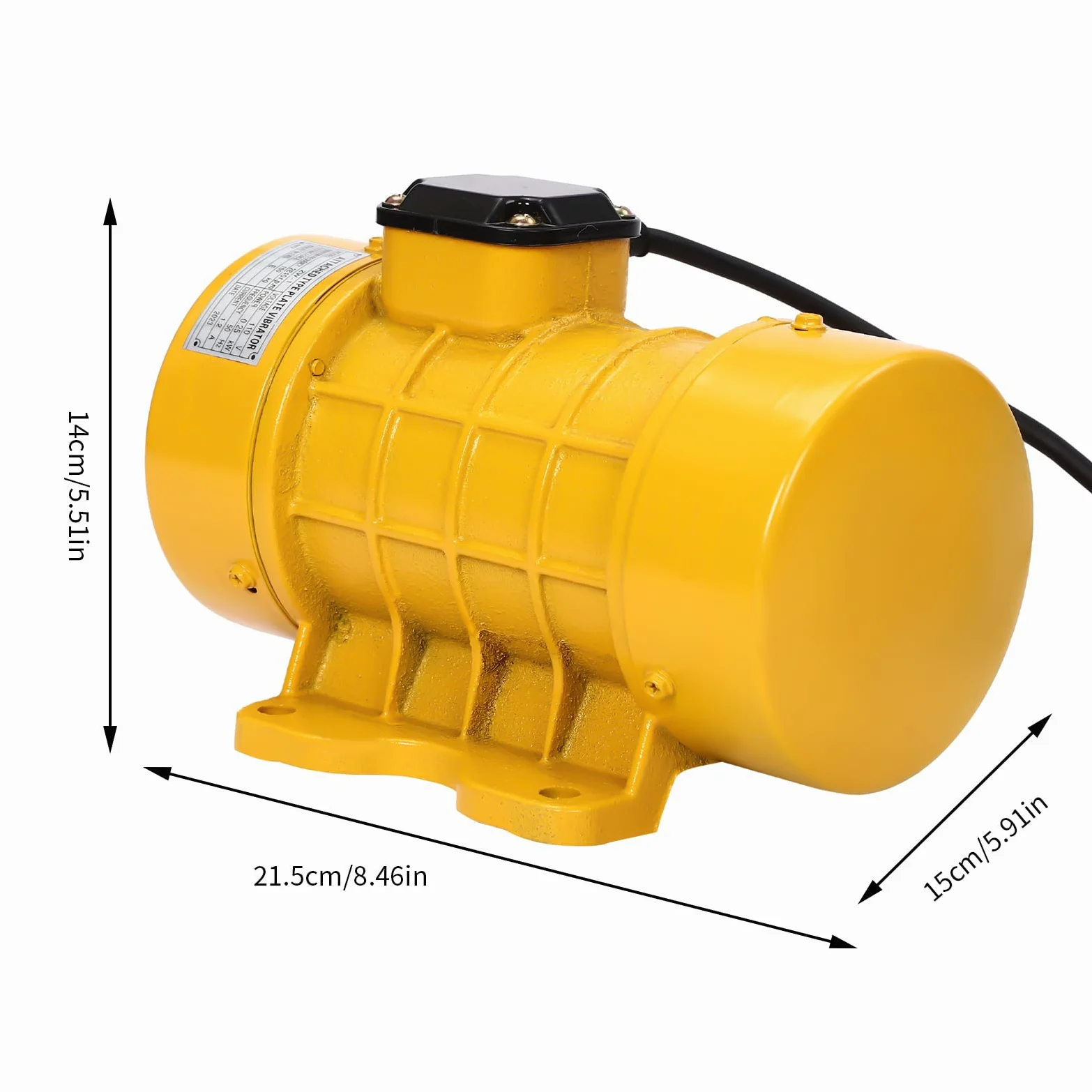 Beton-Vibrationsmotor 250W, Vibrationsmotor 2840 U/min 220V Geräuscharm mit kapazitive Schalter für Bergbau Metallurgie Kohle Strom Bau (Gelb)