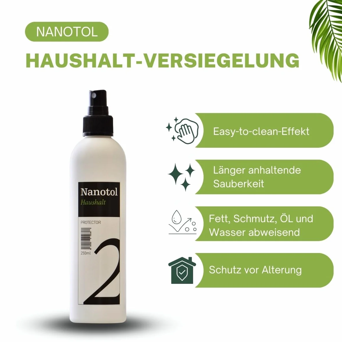 Nanotol Fensterreiniger Set mit Nanoversiegelung - EASY-TO-CLEAN Beschichtung für 40 m² Glas + Rahmen - geeignet für Fensterwischer, Fenstersauger, Abzieher