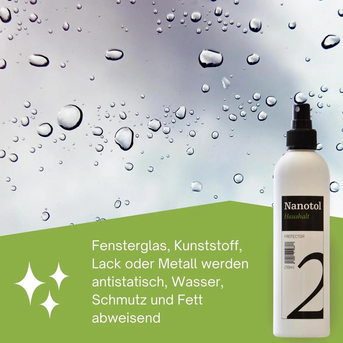 Nanotol Fensterreiniger Set mit Nanoversiegelung - EASY-TO-CLEAN Beschichtung für 40 m² Glas + Rahmen - geeignet für Fensterwischer, Fenstersauger, Abzieher