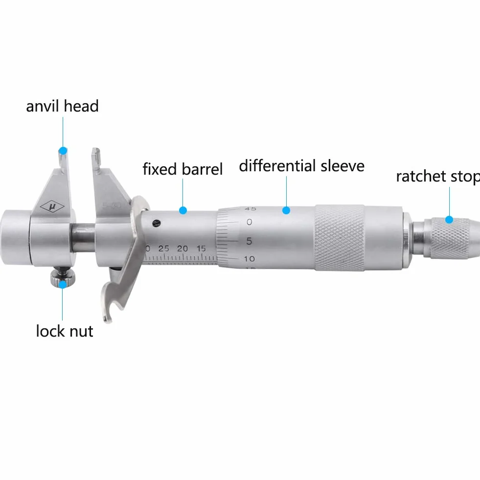 Edelstahl-Innenmikrometer-Satz, 5-30mm, 0,01mm Genauigkeit, inkl. Schraubenschlüssel, für präzise Bohrungen und Messungen, klar lesbar und zuverlässig