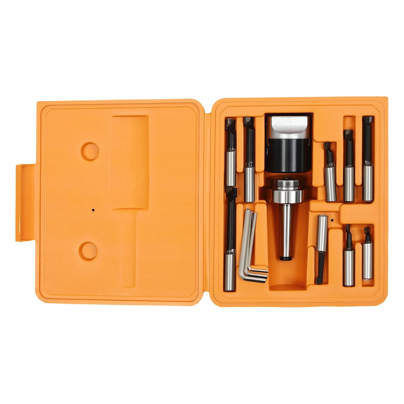 9 pcs Ausdrehkopf Bohrkopf Set MK2 M10 Ø 50, Bohrfutter Bohrstangen Set mit Bohrstangen Bohrkopf Fräswerkzeuge, Bohrbereich 10-125mm, für Fräs-, Bohr- und Bearbeitungsmaschinen
