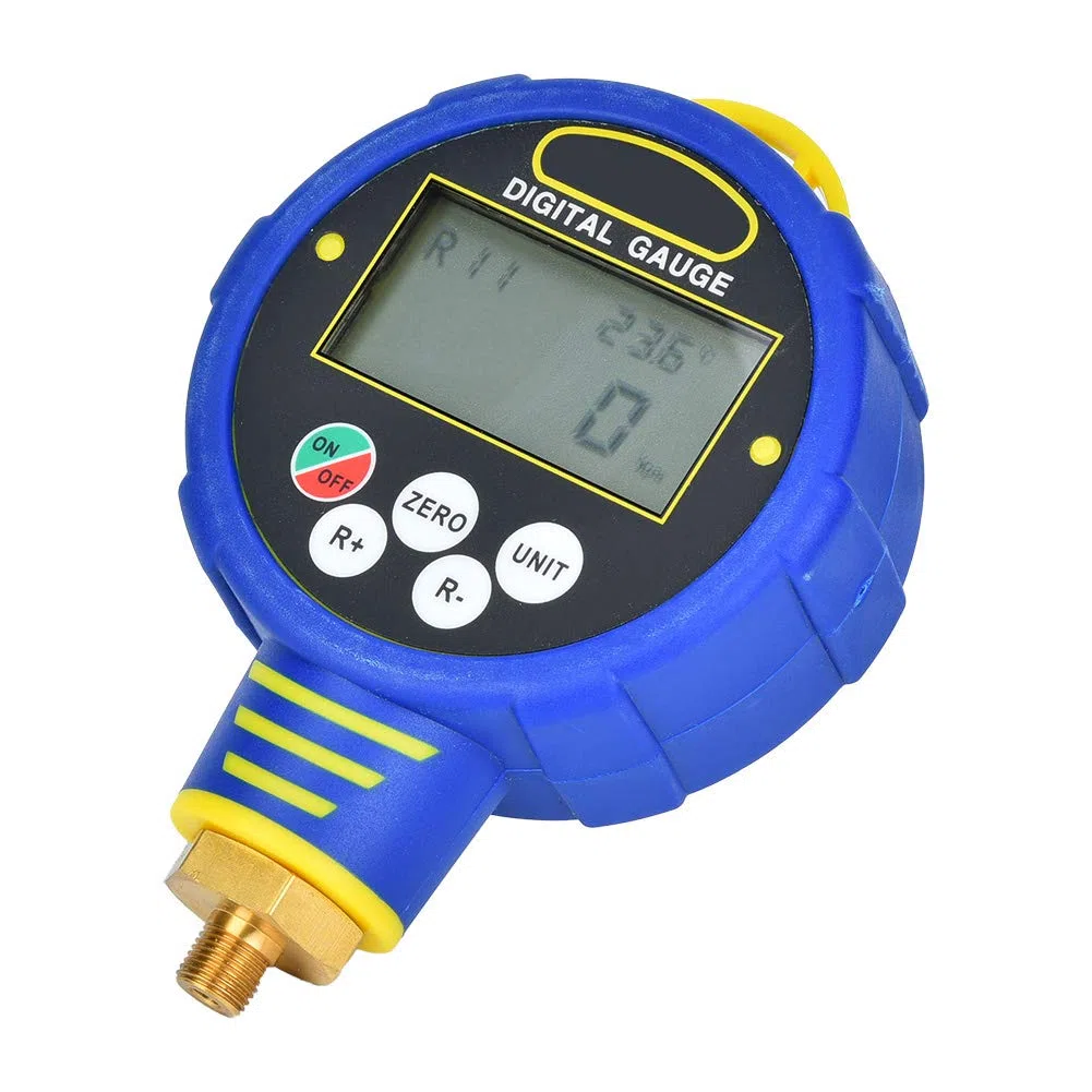 Fafeicy Digitales Manometer, 1/8 Zoll NPT, Niederdruck-Klimaanlage, Vakuum-Messgerät, Kältemittel R32, Messbereich -101 kPa bis 6 MPa