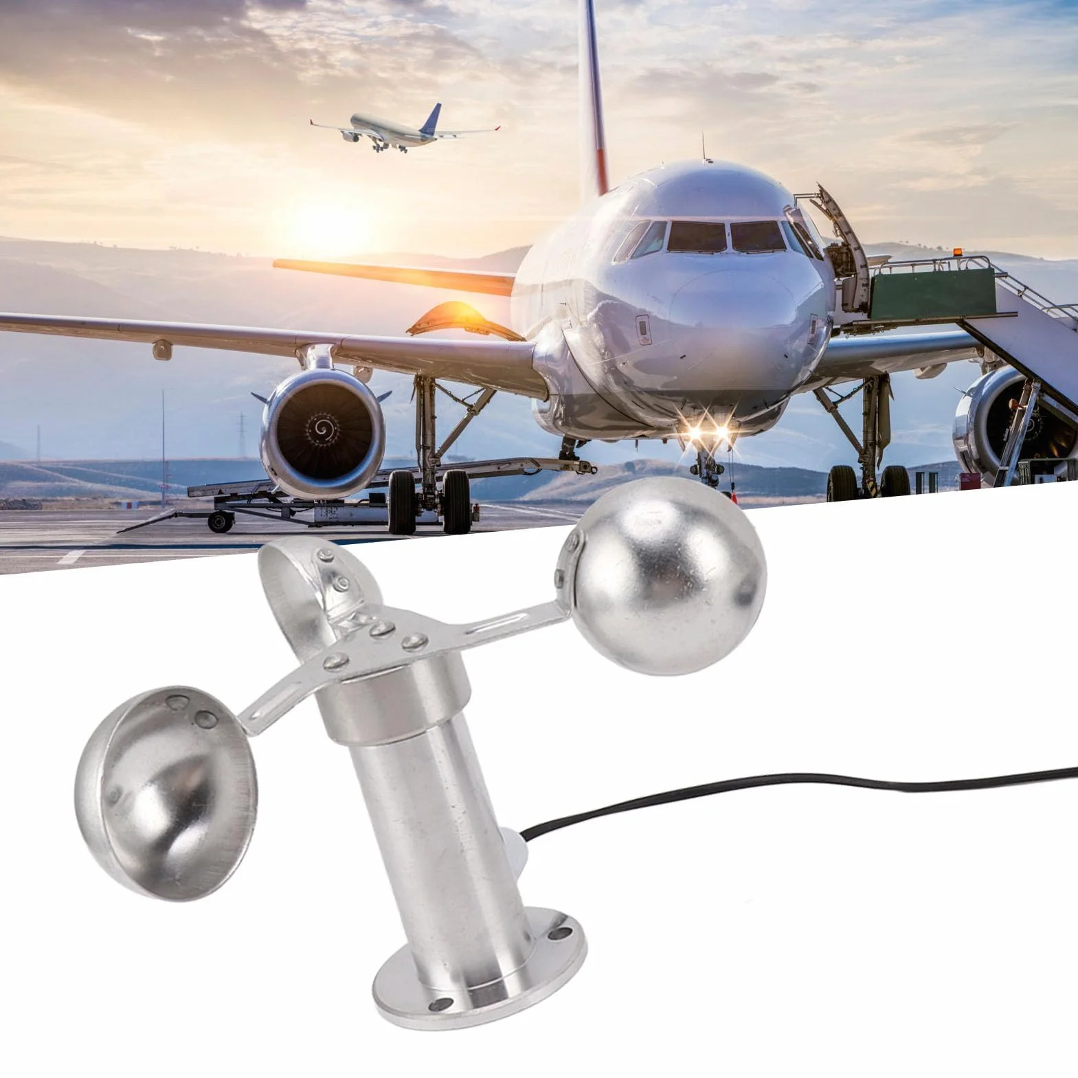 Windgeschwindigkeitssensor Anemometer aus Aluminiumlegierung, 3 Tassen, Genaue Messung für Kraftwerke, Meteorologische Überwachung, Windmessung mit 8 M Kabel